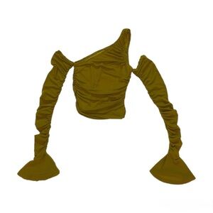 SHEIN Olive Green Ruched Blouse